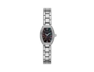 Caravelle Ladies Accent Watch Black Mother of Pearl Dial