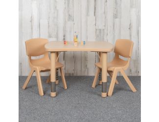 21.875"W x 26.625"L Rectangle Natural Plastic Activity Table Set with 2 Chairs