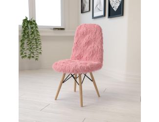 Shaggy Dog Light Pink Accent Chair - Dorm Chair - Retro Chair - Faux Fur Chair