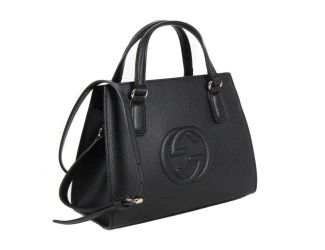 Gucci Soho Leather Structured Small Tote Crossbody Bag Black