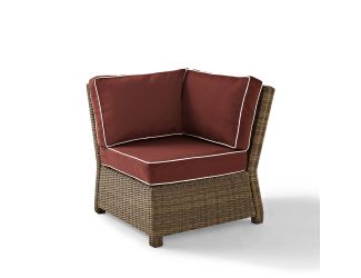 Bradenton Outdoor Wicker Sectional Corner Chair with Sangria Cushions