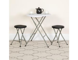 Foldable Stool with Black Plastic Seat and Titanium Gray Frame - Portable Stool