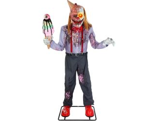 6.9 ft. Motion-Activated I Scream Clown Halloween Animatronic by Tekky
