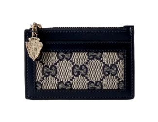 Gucci Luce GG Canvas Leather Blue Coin Purse Zip Wallet
