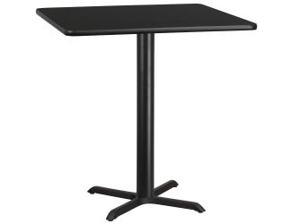 42" Square Black Laminate Table Top with 33" x 33" Bar Height Table Base