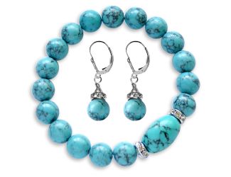 Southwest Faux Turquoise Bracelet and Earring Set