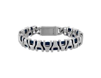 Bulova Link Stainless Steel and Navy Cord bracelet