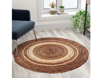 Natural Fiber Jute Area Rug 4 Ft. Round - Indoor Jute Rug - Natural Area Rugs