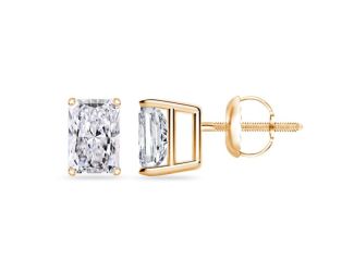 Bright White Pinnacle Radiant Lab Grown Diamond Screwback Stud in 14K Yellow Gold 0.85ct, GH, VVS