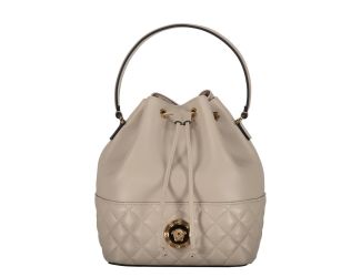 Mini Lamb Leather Bucket Bag with Gold Chain Strap