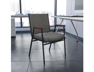 Heavy Duty Gray Fabric Stack Chair with Arms - Reception Furniture