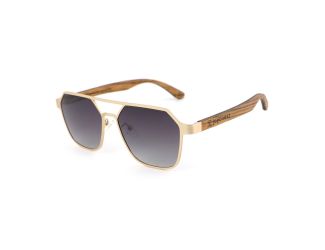 Maverick - Hexagon Sunglasses Wooden Sunglasses Bronze Frame