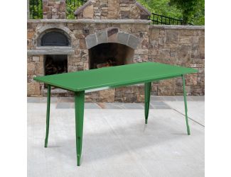 31.5" x 63" Rectangular Green Metal Indoor-Outdoor Table - Industrial Table