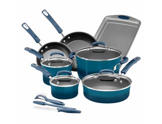 14pc Classic Brights Nonstick Cookware Marine Blue