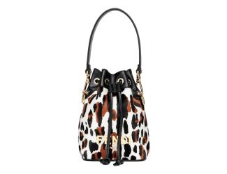 Fendi Mon Tresor Animal Print Sheepskin Mini Crossbody Bucket Bag