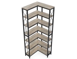 7-Tier Industrial Corner Etagere Bookshelf