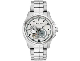 Men's Dress Stainless Steel Bracelet watch, Silver-White dial