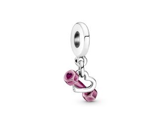 Dumbbell & Heart Dangle Charm