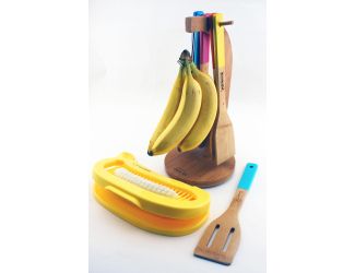Bamboo Banana Hanger and Slicer Set