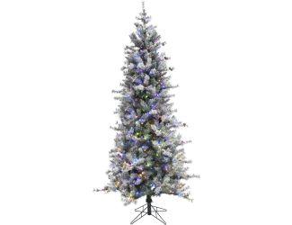 7.5 Ft. Buffalo Fir Slim Artificial Christmas Tree with Multi-Color LED String Lighting