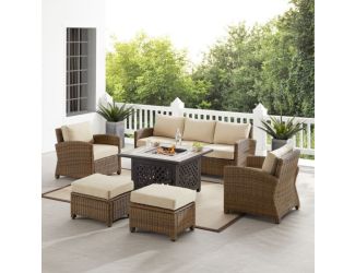 Bradenton 6Pc Wicker Outdoor Sofa Set W/ Fire Table