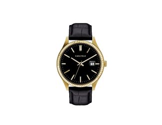 Caravelle Men's Black Leather Strap Watch