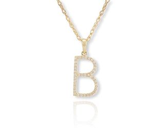 PARIKHS Diamond Initial Pendant Alphabet 'B' in 10K Yellow Gold 0.10 ct , IJK color - I3 clarity