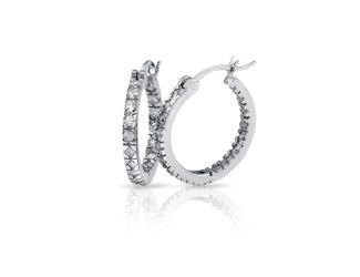PARIKHS Rhodium Plated Inside-Out CZ Hoop Earrings in 925 Sterling Silver-20MM