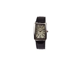 Ladies' Black Leather Tank Style Watch