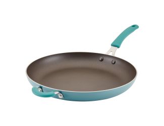 Cook + Create 14" Nonstick Fry Pan w/ Helper Handle Agave Blue