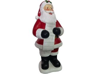 3-Ft. Traditional Santa Claus Figurine Holding a List, Resin Indoor or Covered Outdoor Holiday Decor