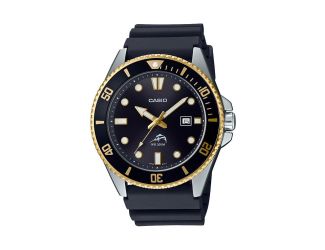 Mens Diver Inspired Black & Gold Resin Watch Black Dial