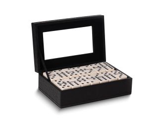 Crocodile Debossed Leather Double 9/55 Piece Domino Set