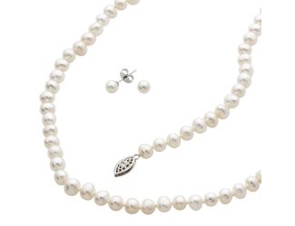 White Freshwater Pearl Bracelet Necklace & Earrings