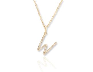 PARIKHS Diamond Initial Pendant Alphabet 'W' in 10K Yellow Gold 0.10 ct , IJK color - I3 clarity
