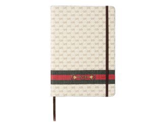 Large Gucci Notebook with Web and Horsebit in Ivory and Brown mini GG