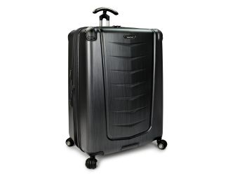 Silverwood 30" Large Checked Polycarbonate Hardside Expandable Spinner Luggage, Brushed Finish
