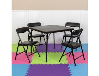 Kids Black 5 Piece Folding Table and Chair Set - Kids Activity Table Set