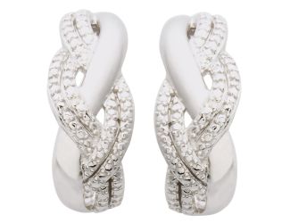 Twist Diamond Earrings with 14k White Gold