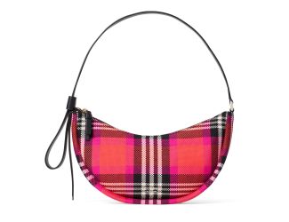 Smile Foliage Plaid Small Shoulder Bag - Pink Multi
