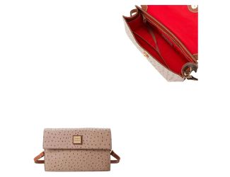 Ostrich East West Flap Shoulder Bag