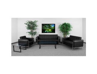 Black LeatherSoft Double Stitch Detail Reception Set with Encasing Frame