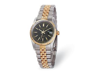 Men's Charles Hubert IP-plated Two-tone Black Dial 35mm Watch