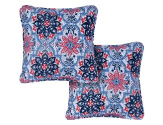 Set of 2 Medallion Indoor/Outdoor Throw Pillows in Navy and Red