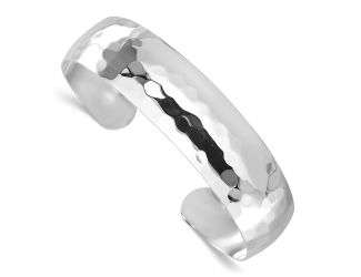 Sterling Silver Polished Hammered Slip-on Bangle