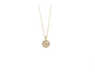 Sun Burst design CZ Gold Necklace
