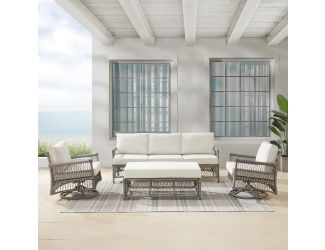 Thatcher 4Pc Outdoor Wicker Swivel Rocker And Sofa Set