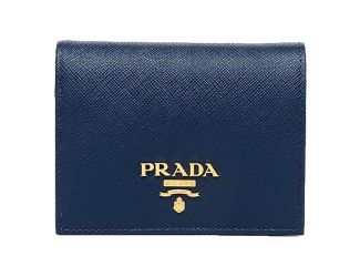 Prada Womens Saffiano Multi-Color Folding Wallet Bluette Blue and Astrale