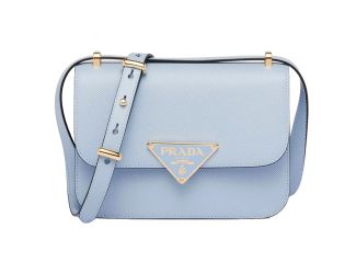 Prada Embleme Triangle Logo Saffiano Leather Crossbody Bag Celeste Blue
