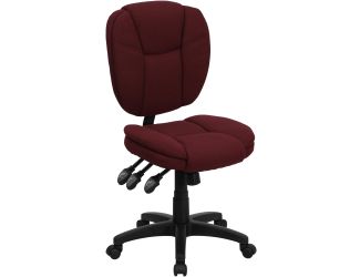 Mid-Back Burg Fabric Multifunction Swivel Office Chair w/ Pillow Top Cushioning